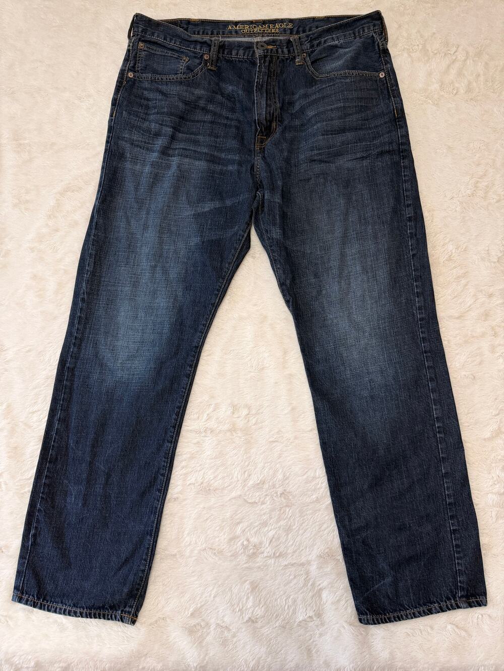 American Eagle Relaxed Straight Jeans Mens 38x34 Dark Wash 100% Cotton